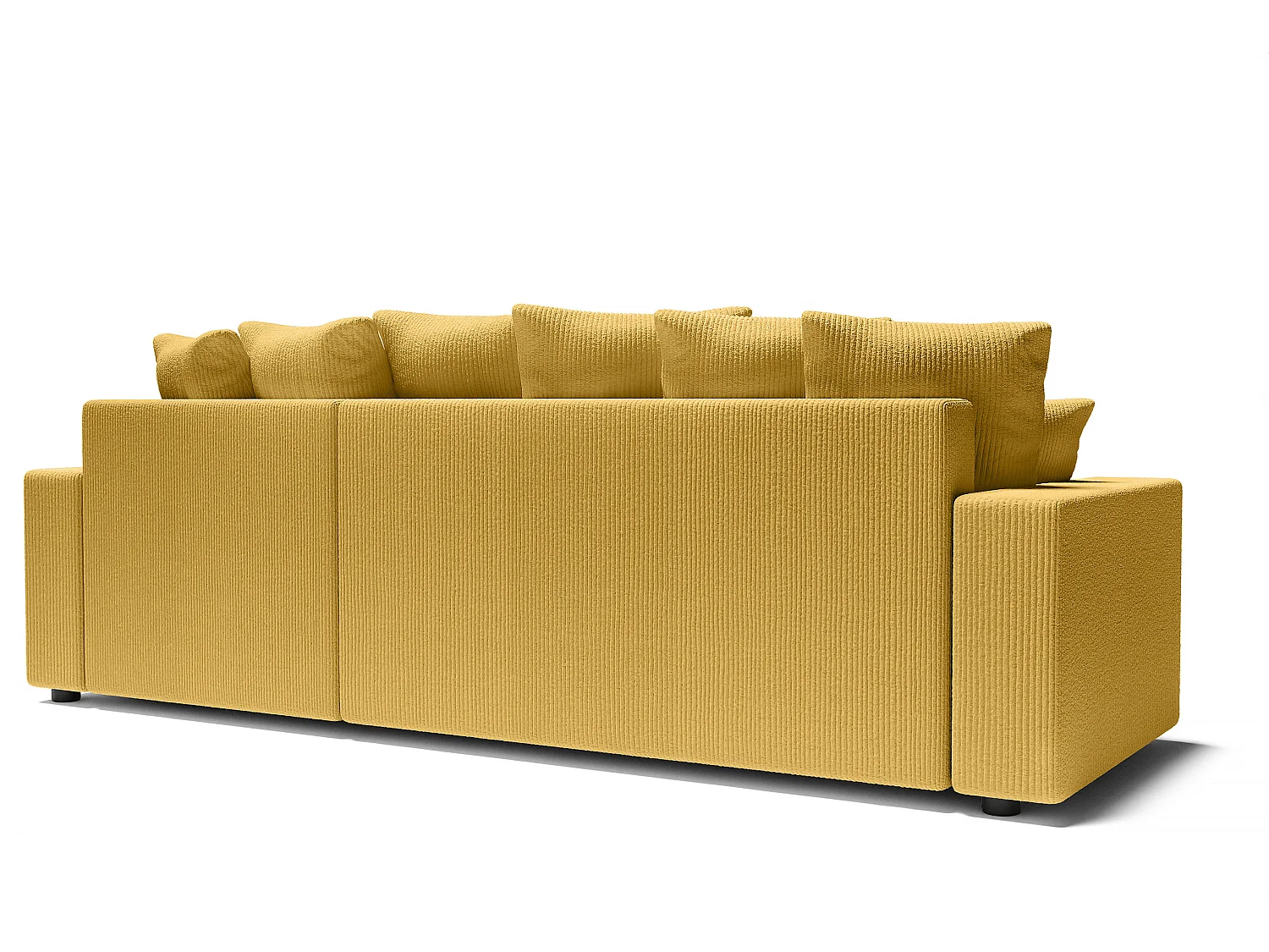 Canapé d'angle ALMA convertible velours côtelé jaune 4 places