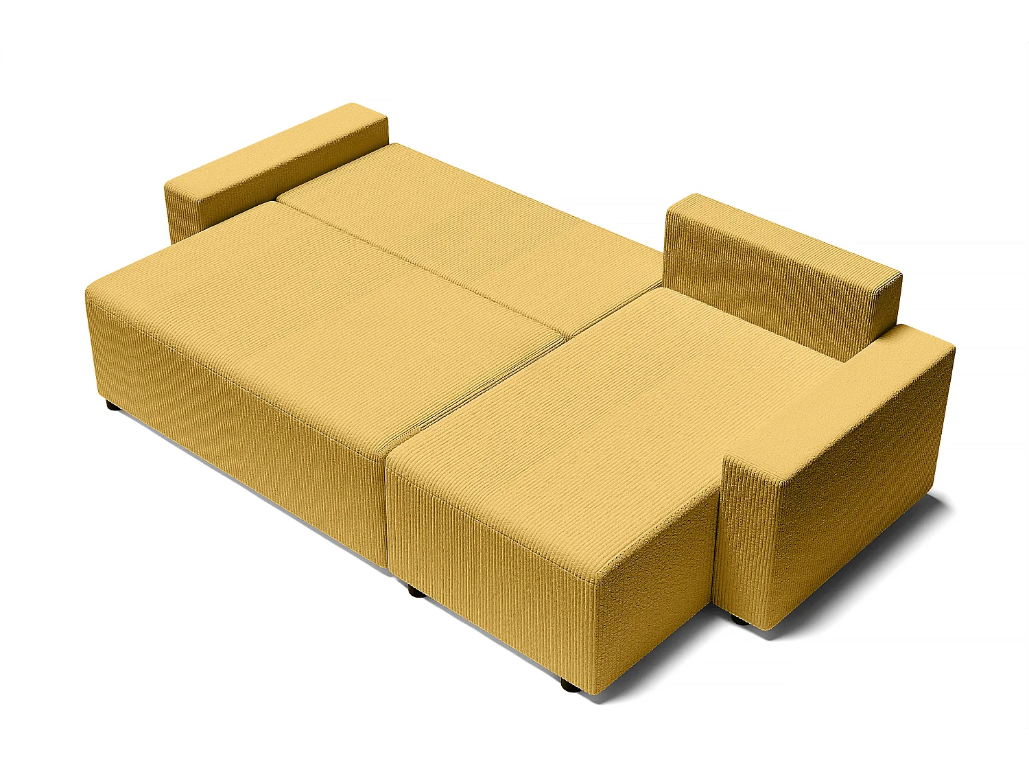 Canapé d'angle ALMA convertible velours côtelé jaune 4 places