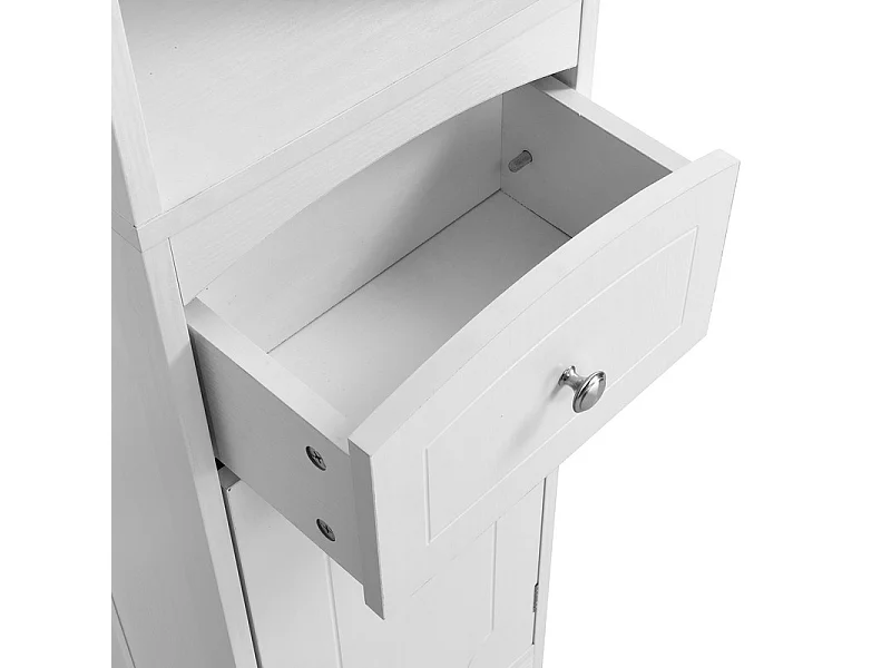 Colone de salle de bain - H 170 cm - avec 1 tiroir et étagères réglables - Blanc