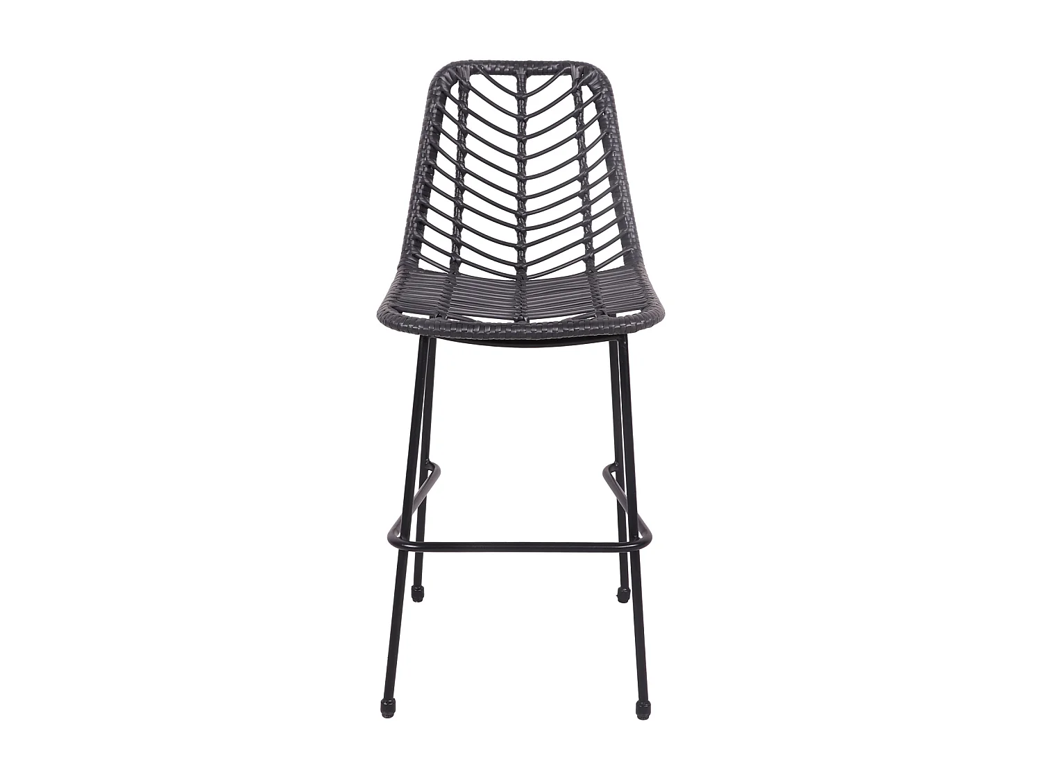 2er Set Barhocker aus synthetischem Rattan in Schwarz OKA