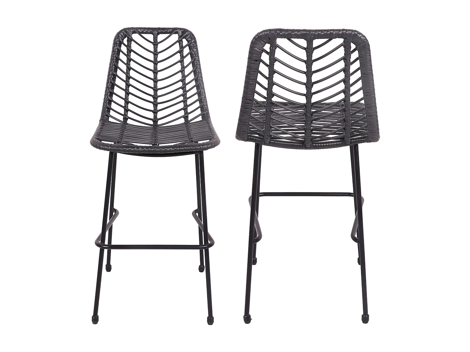 Lot de 2 tabourets de bar en rotin synthétique noirs OKA - HAPPY GARDEN
