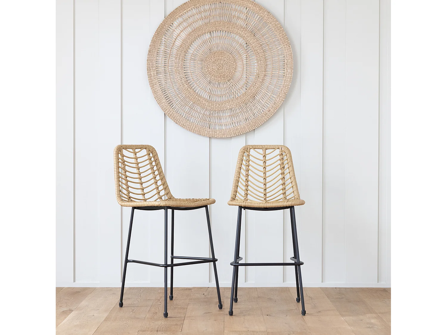 Lot de 2 tabourets de bar en rotin synthétique OKA - HAPPY GARDEN