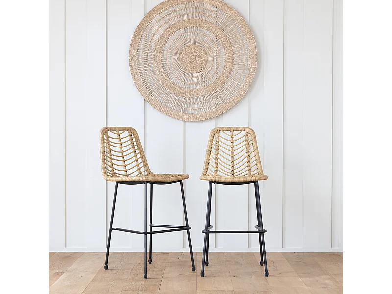 Set van 2 OKA kunststof rotan barkrukken