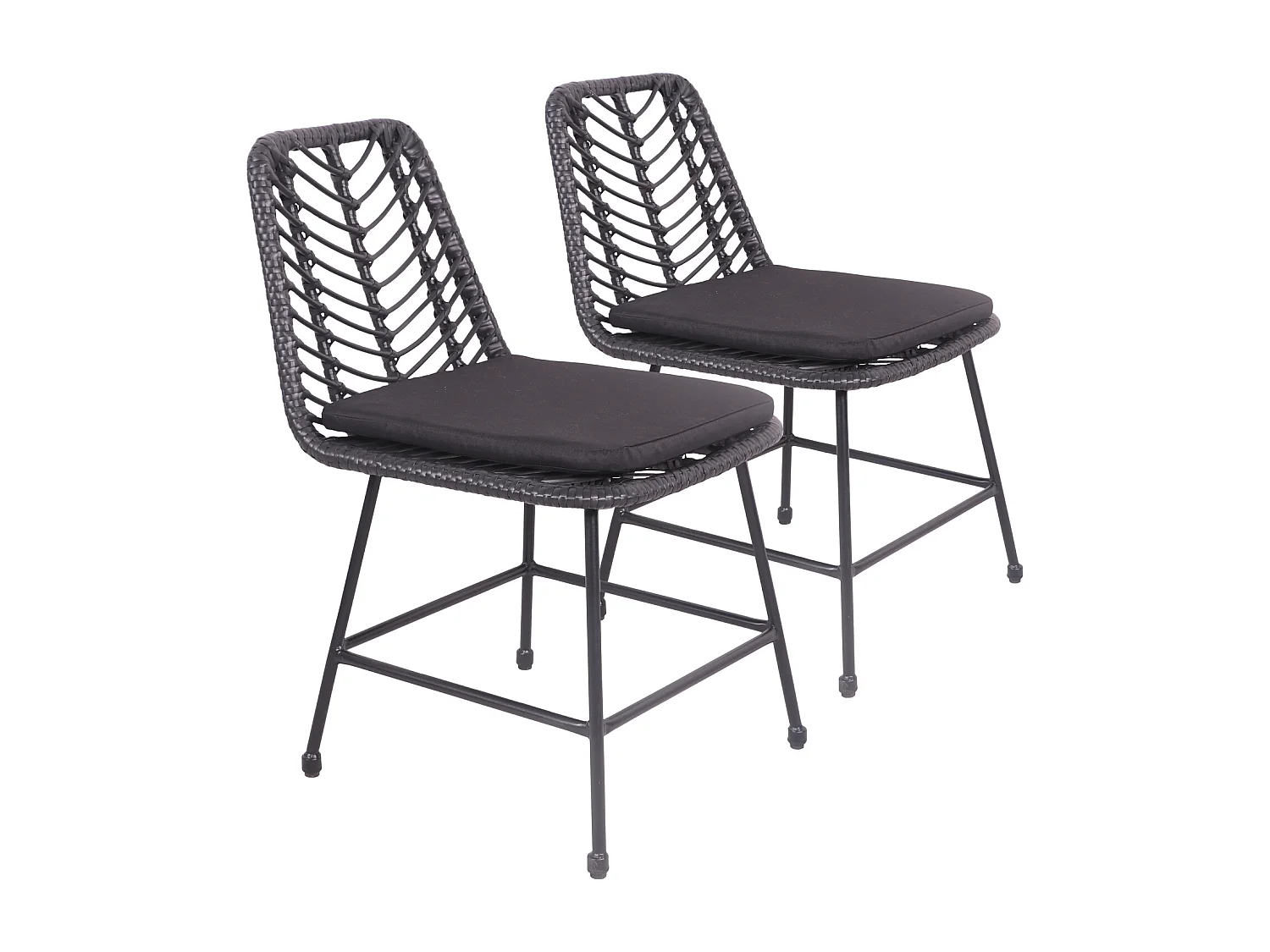 Lot de 2 chaises en rotin synthétique noires avec coussins OKA - HAPPY GARDEN