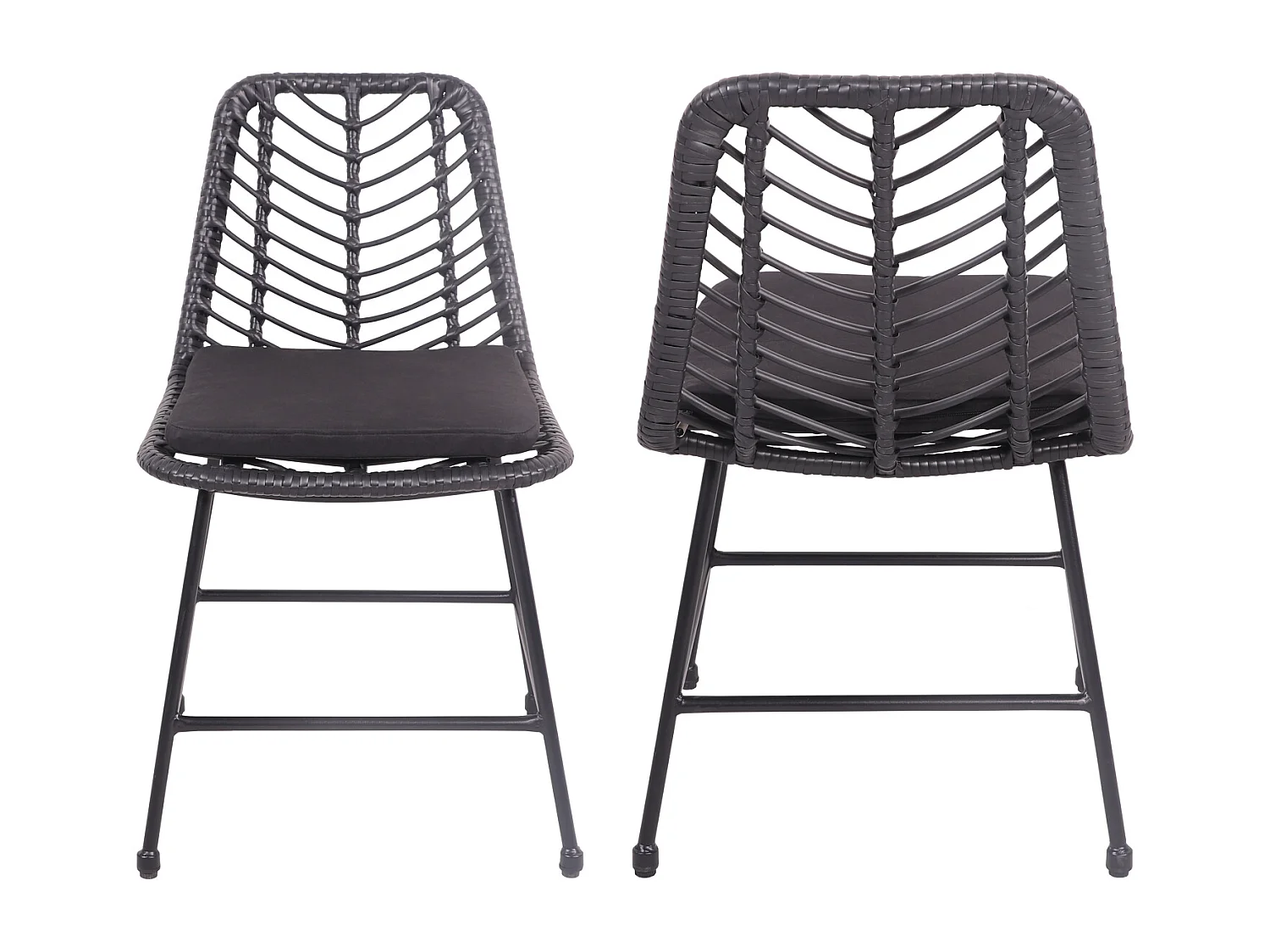Lot de 2 chaises en rotin synthétique noires avec coussins OKA - HAPPY GARDEN