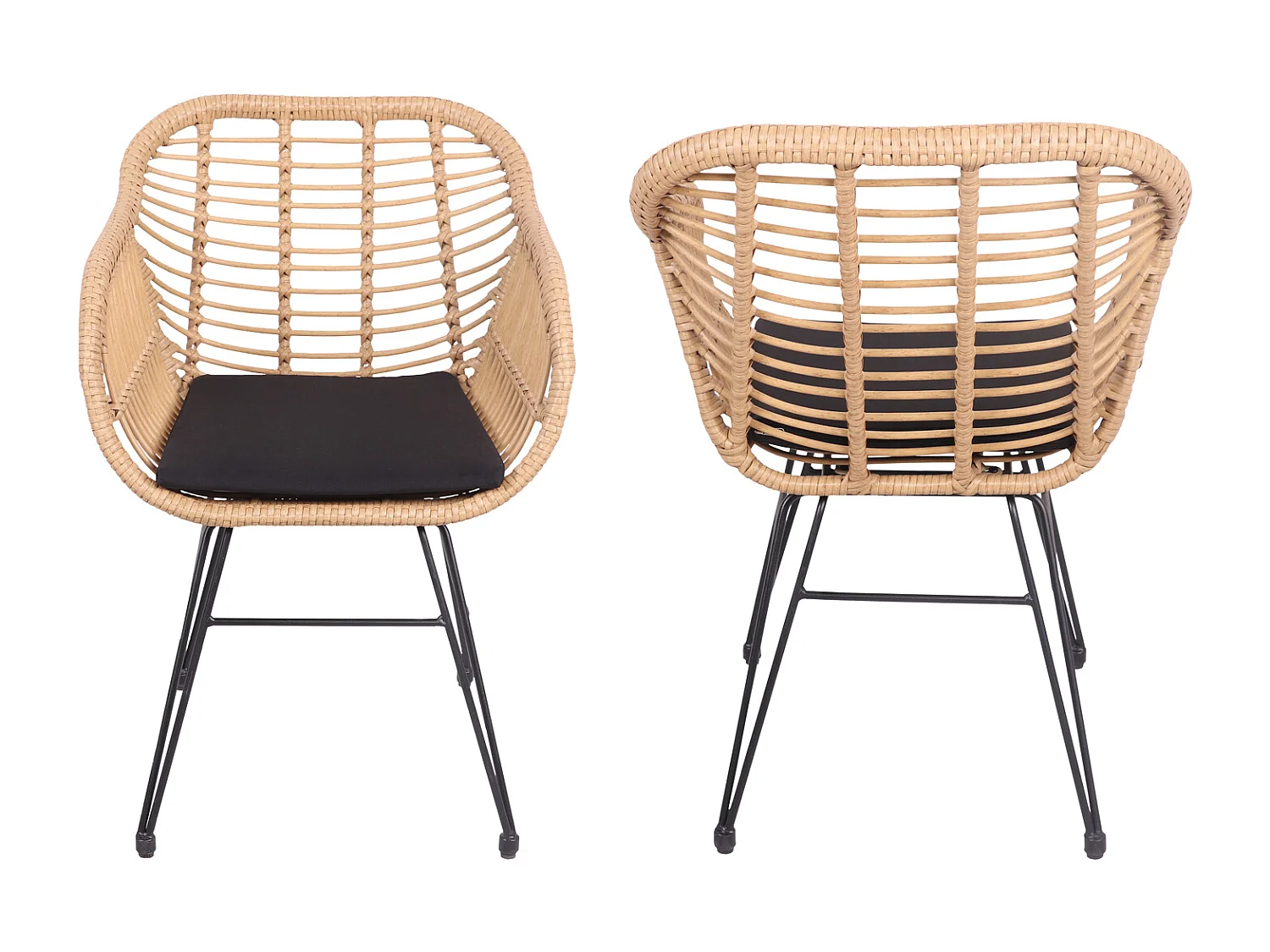 Conjunto de 2 cadeirões de rotim sintético com almofadas CINTA