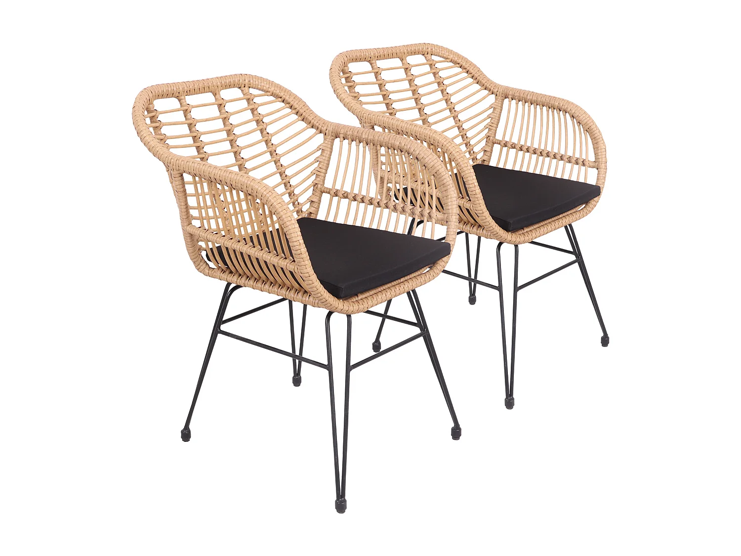 Lot de 2 fauteuils en rotin synthétique avec coussins CINTA - HAPPY GARDEN
