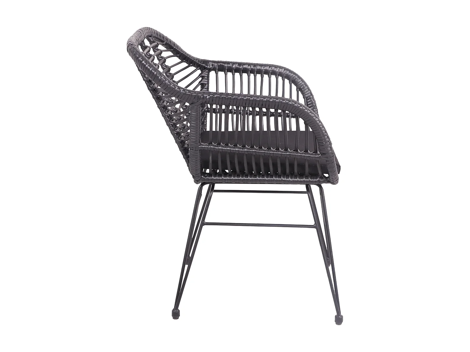 2er Set Sesseln aus synthetischem Rattan in Schwarz mit Kissen CINTA