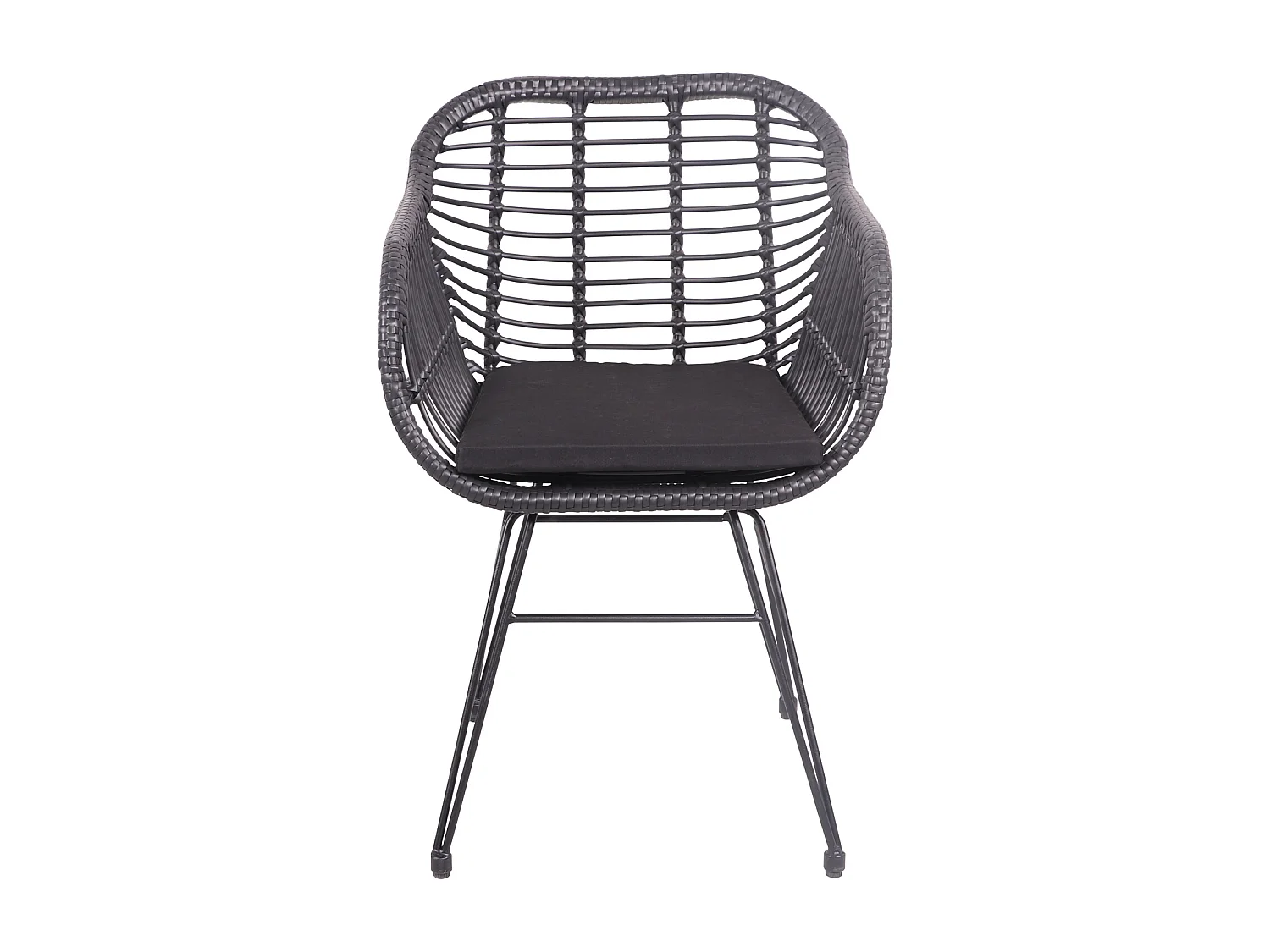 2er Set Sesseln aus synthetischem Rattan in Schwarz mit Kissen CINTA