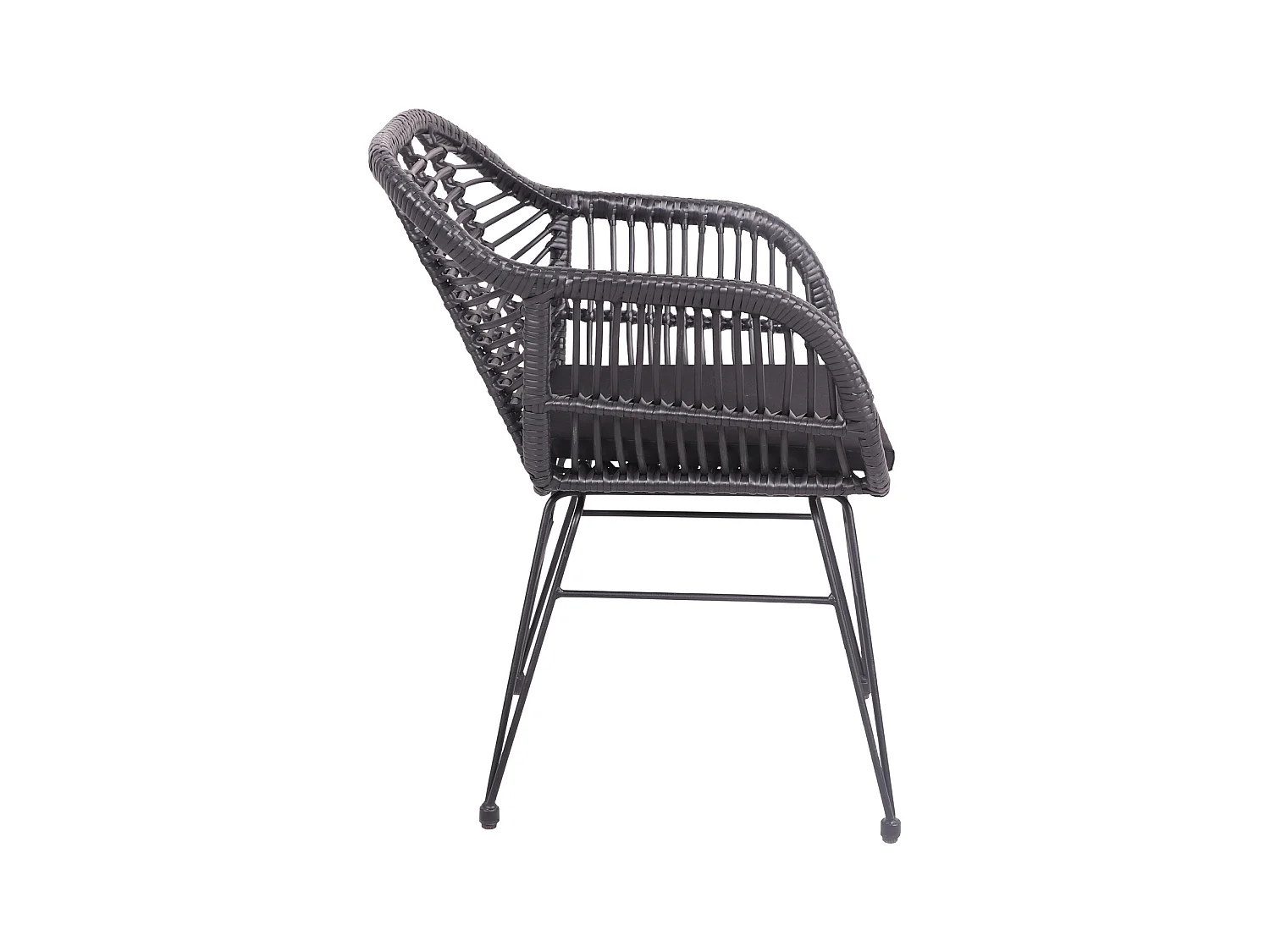 Set van 2 zwarte kunststof rotan fauteuils met kussens CINTA