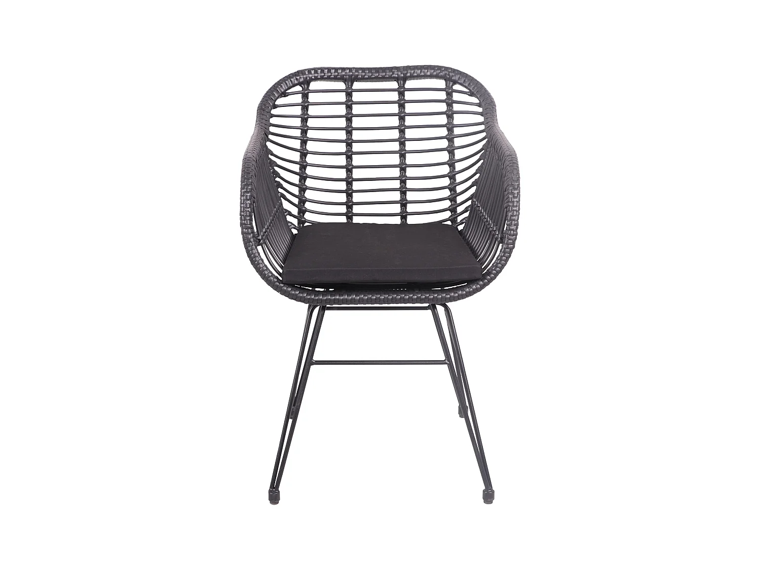 Set van 2 zwarte kunststof rotan fauteuils met kussens CINTA