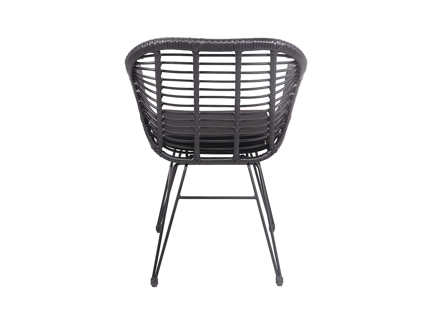 Set van 2 zwarte kunststof rotan fauteuils met kussens CINTA