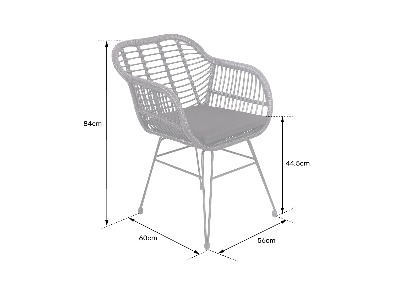 Set van 2 zwarte kunststof rotan fauteuils met kussens CINTA