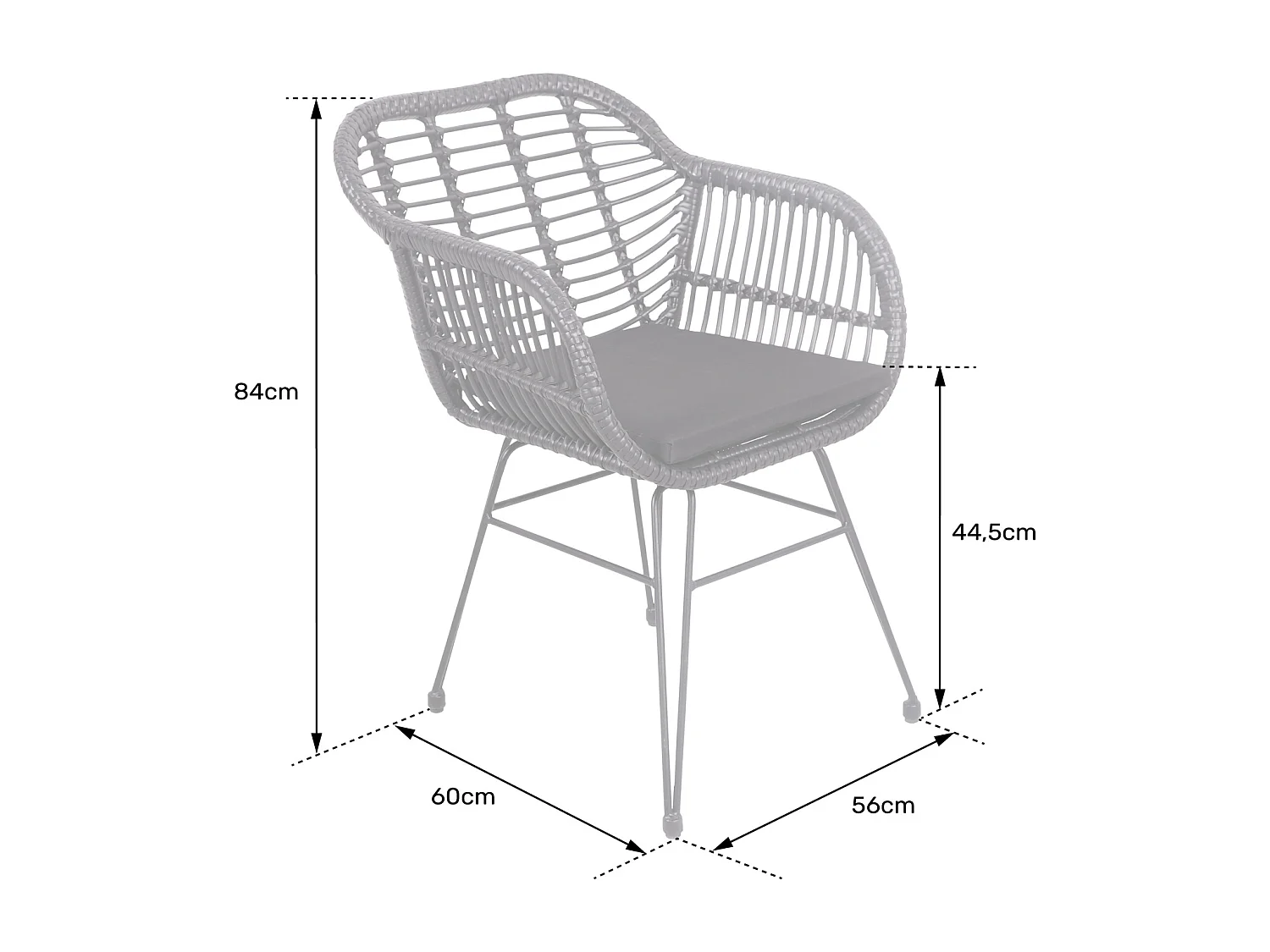 Set van 2 zwarte kunststof rotan fauteuils met kussens CINTA