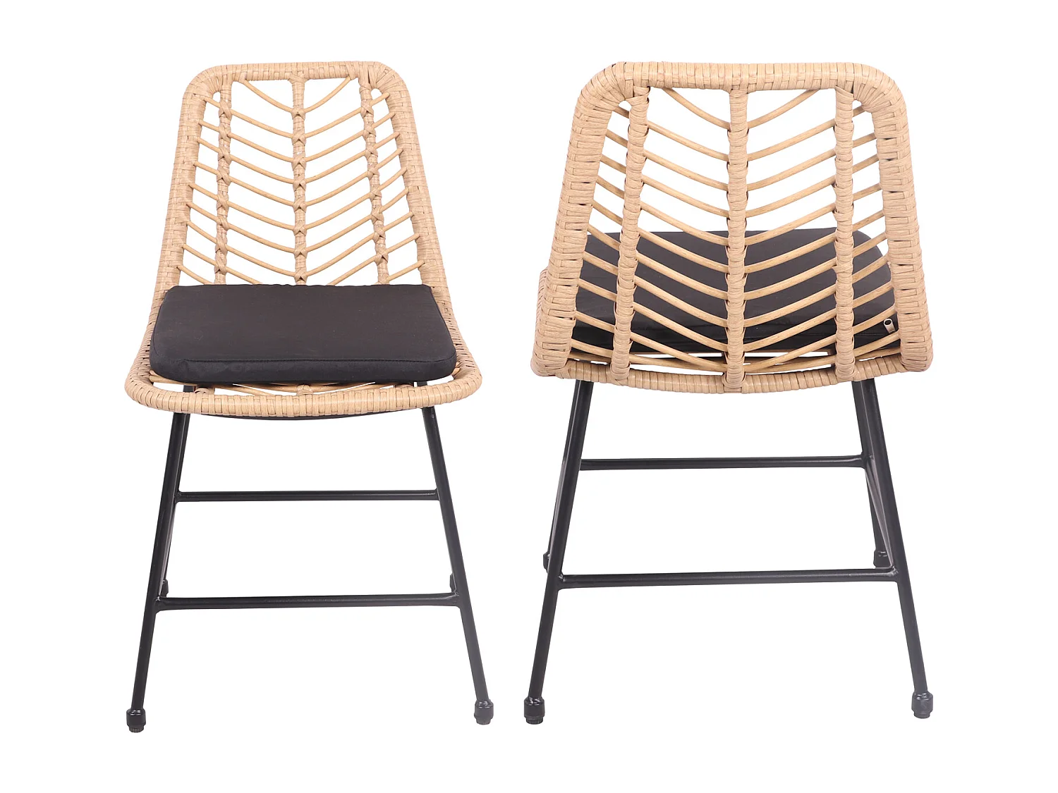 Set van 2 kunststof rotan stoelen met kussens OKA