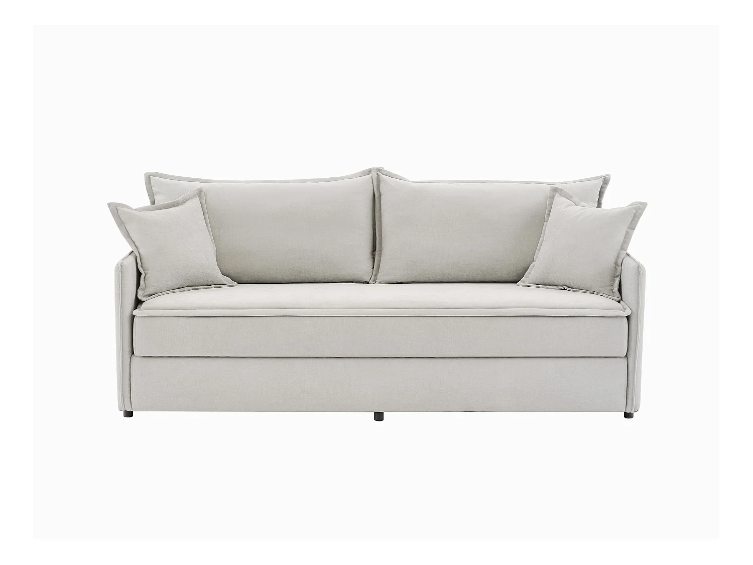 Canapé 3 places convertible en tissu beige avec assise à mémoire de forme SERABA