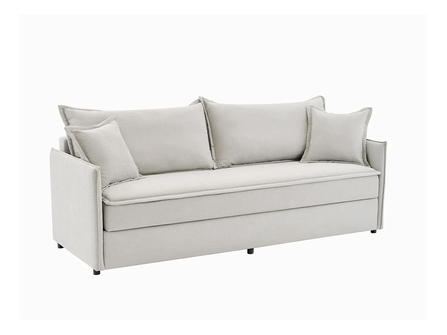 Canapé 3 places convertible en tissu beige avec assise à mémoire de forme SERABA