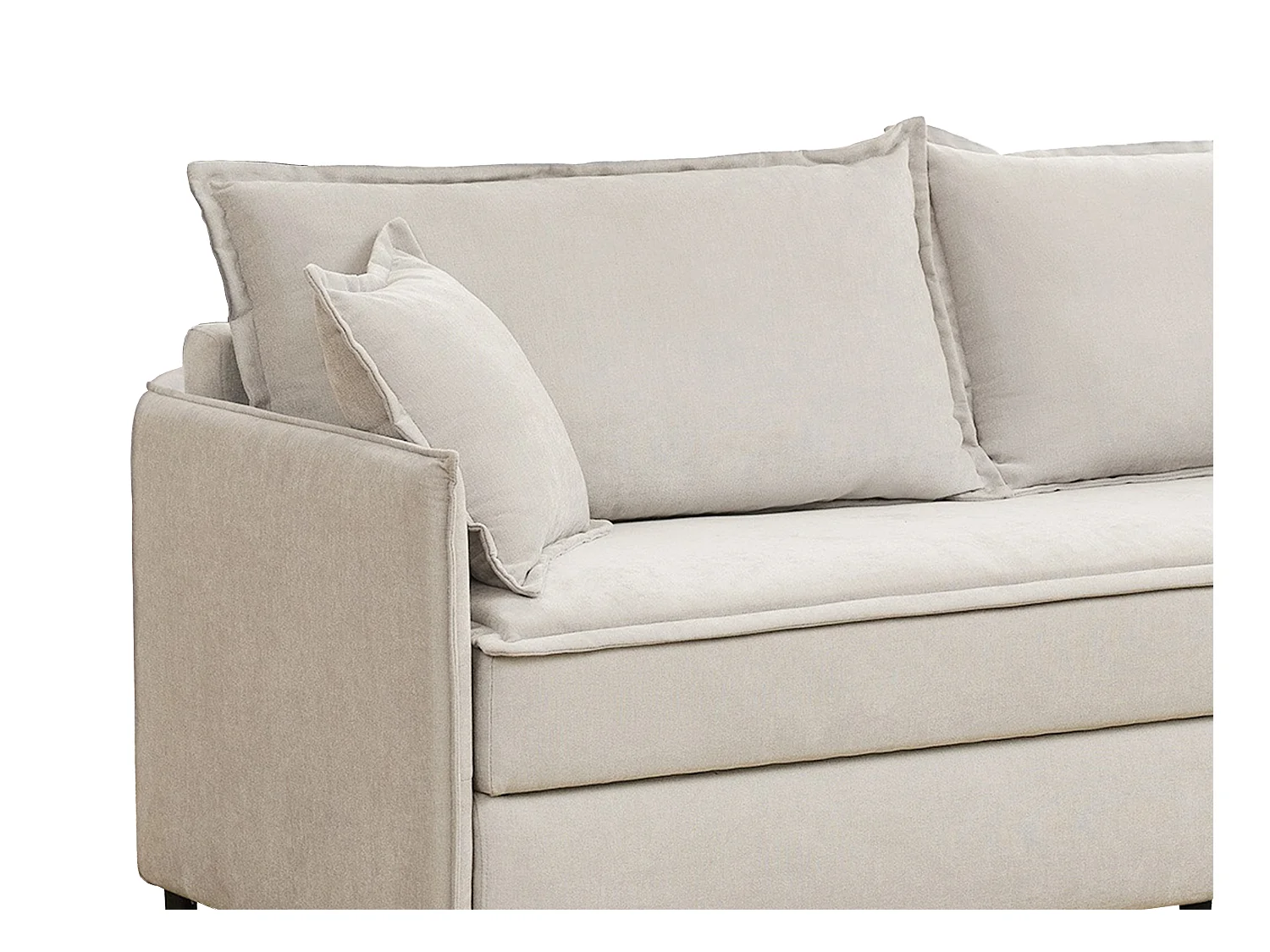 Canapé 3 places convertible en tissu beige avec assise à mémoire de forme SERABA