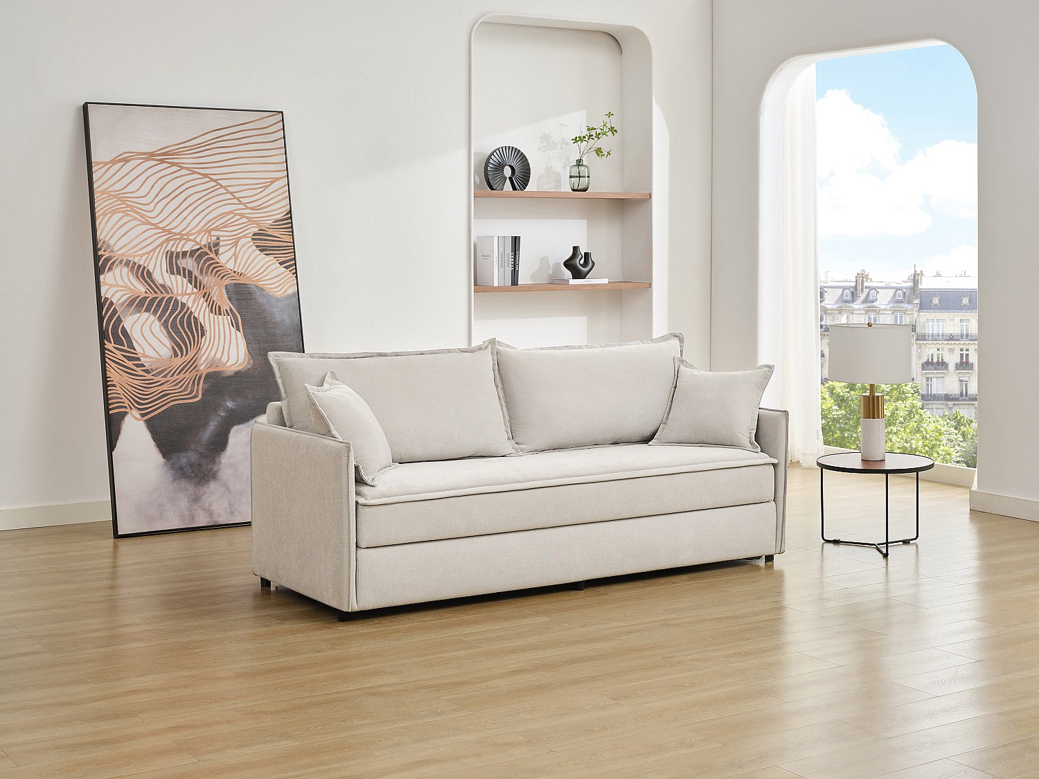Sofa mit Schlaffunktion 3-Sitzer - Sitzfläche mit Memory Schaum - Stoff - B günstig online kaufen