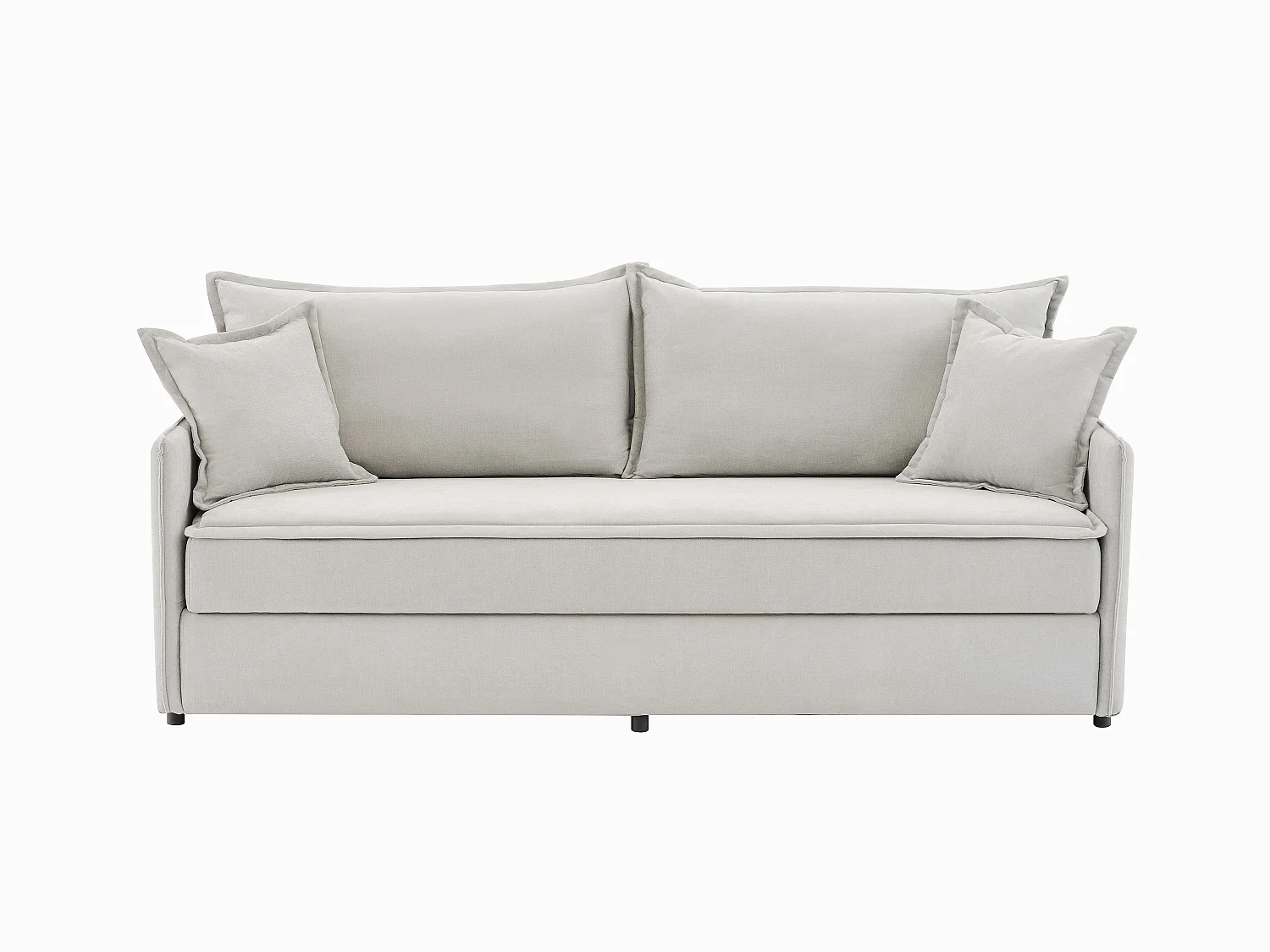 Sofa mit Schlaffunktion 3-Sitzer - Sitzfläche mit Memory Schaum - Stoff - Beige - SERABA