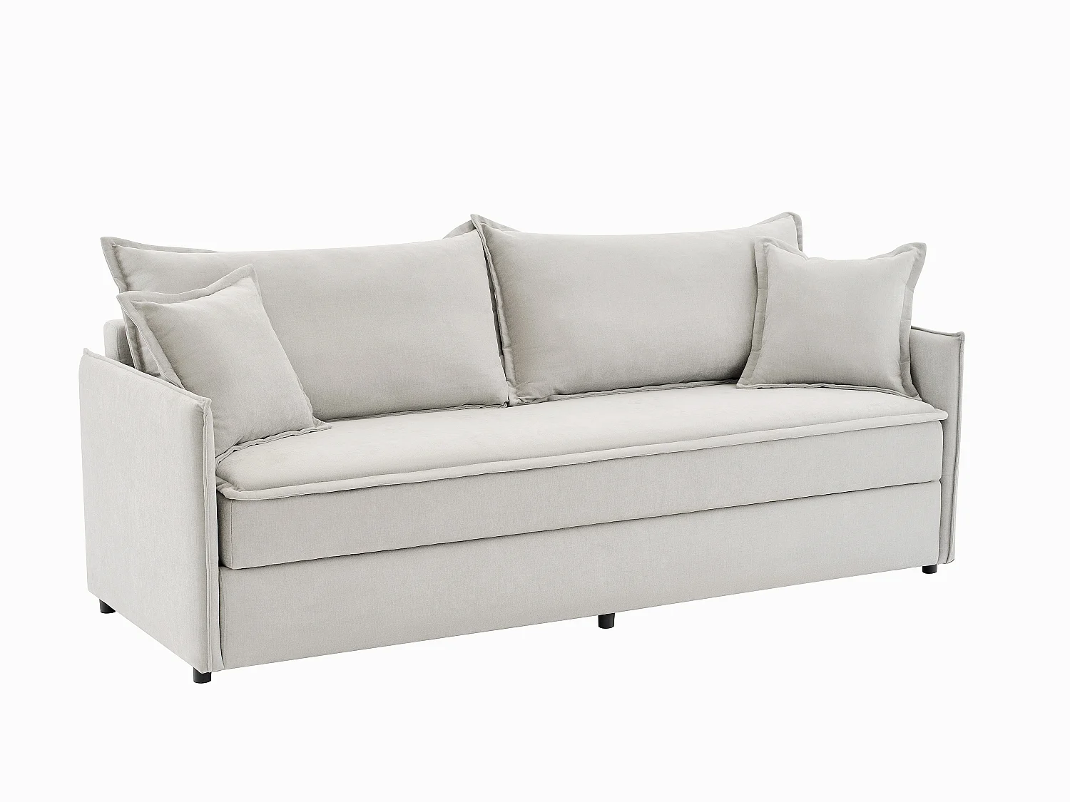 Sofa mit Schlaffunktion 3-Sitzer - Sitzfläche mit Memory Schaum - Stoff - Beige - SERABA
