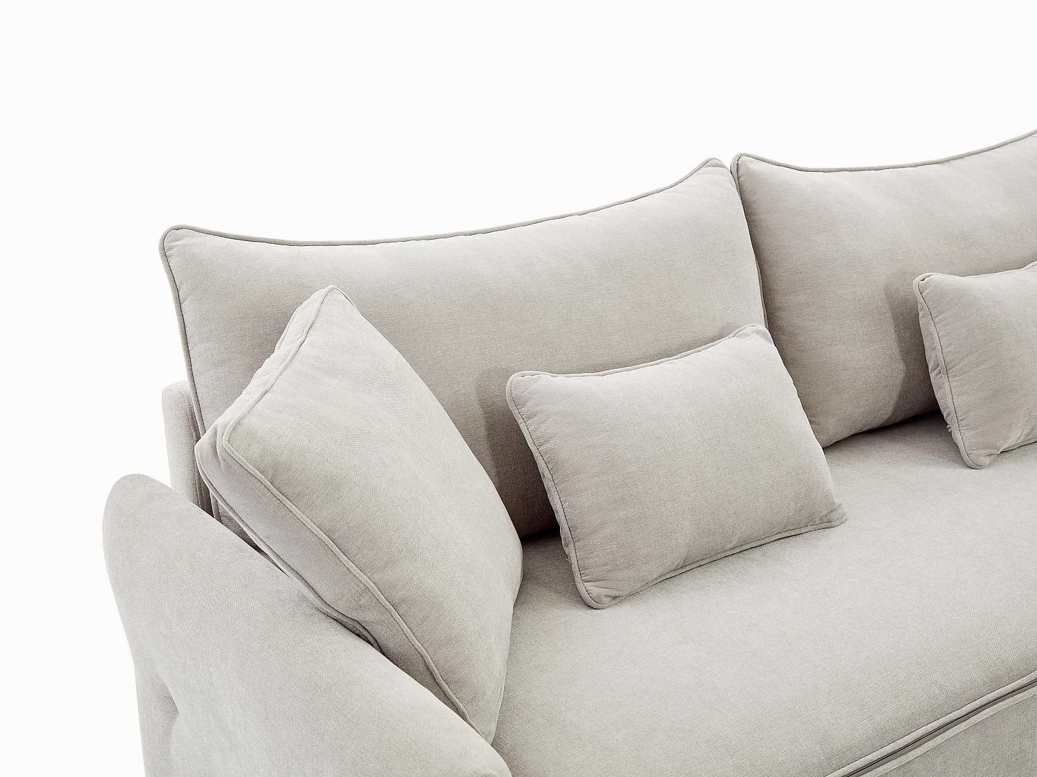 Canapé 3 places convertible en tissu beige avec assise à mémoire de forme SITALA