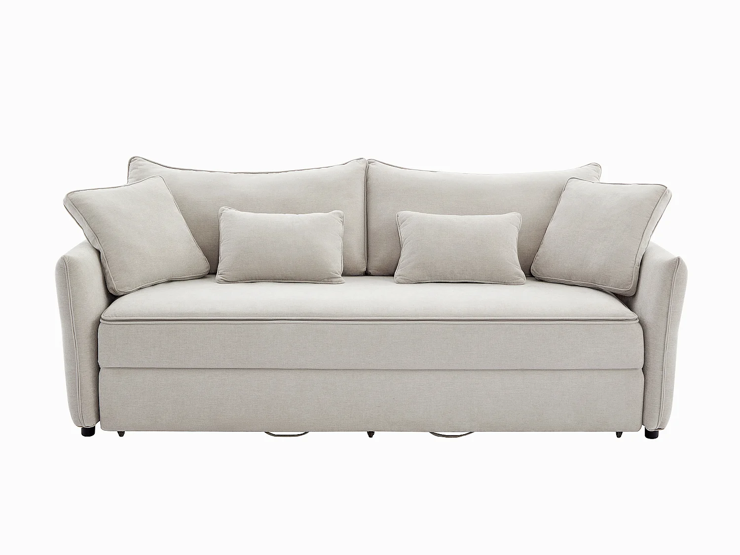 Sofa mit Schlaffunktion 3-Sitzer - Sitzfläche mit Memory Schaum - Stoff - Beige - SITALA