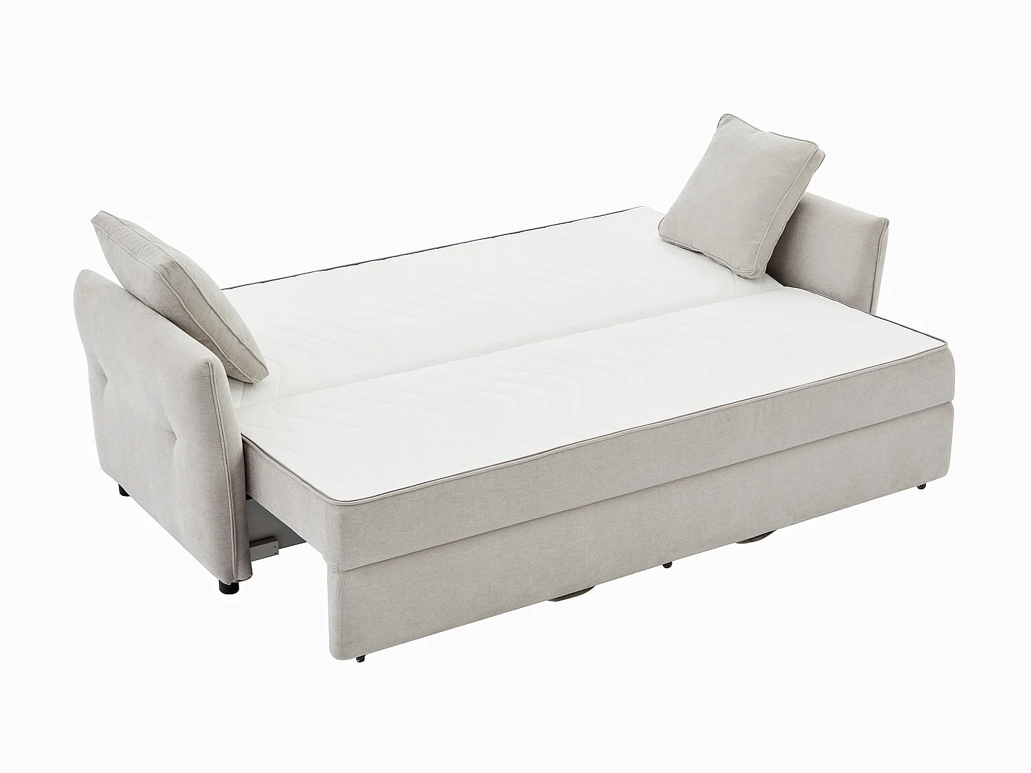 Sofa mit Schlaffunktion 3-Sitzer - Sitzfläche mit Memory Schaum - Stoff - Beige - SITALA