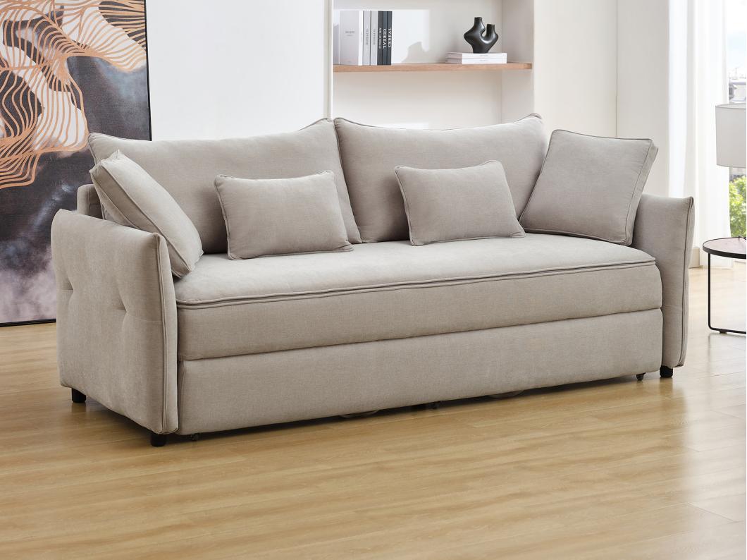 Divano letto 3 posti con seduta memory foam in Tessuto Grigio chiaro - SITALA