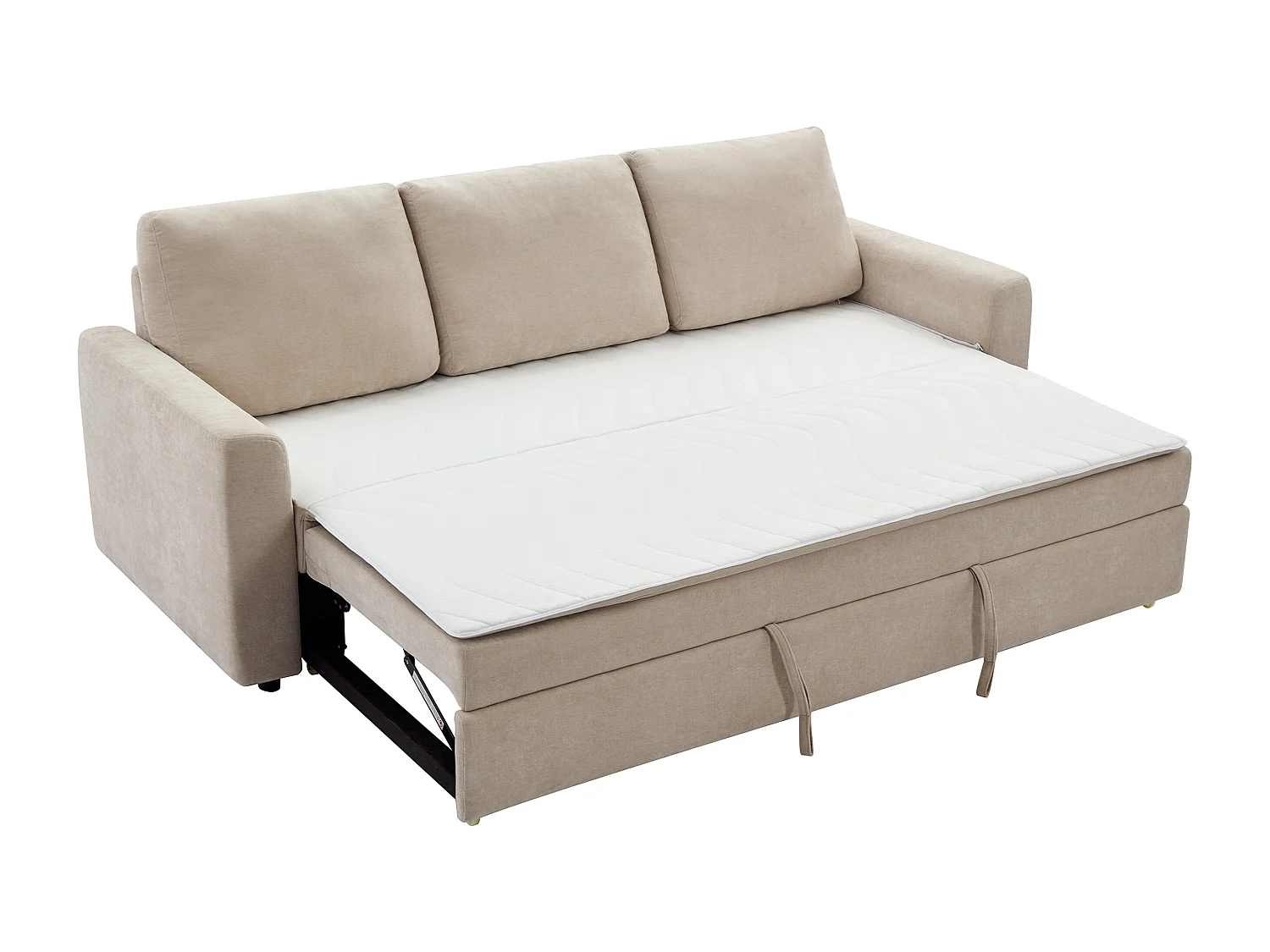 Canapé 3 places convertible en tissu beige avec assise à mémoire de forme ARCATA