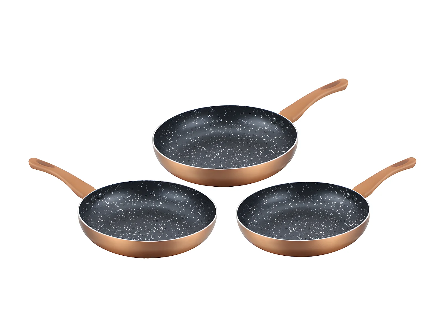 Cenocco CC-2001 Batterie de poêles en revêtement pierre antiadhésif de 3 couches Cuivre