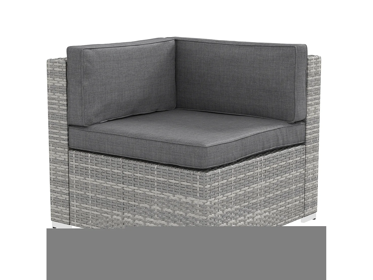 Ensemble salon de jardin 7 pièces modulables table basse plateau verre trempé coussins déhoussables inclus résine tressée imitation rotin gris