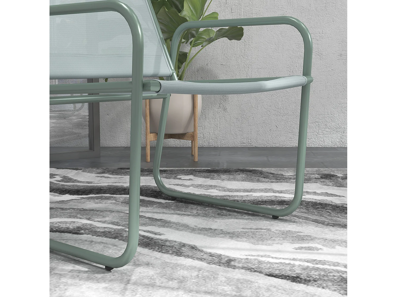 Ensemble salon de jardin 3 pcs 2 fauteuils et table ronde vert