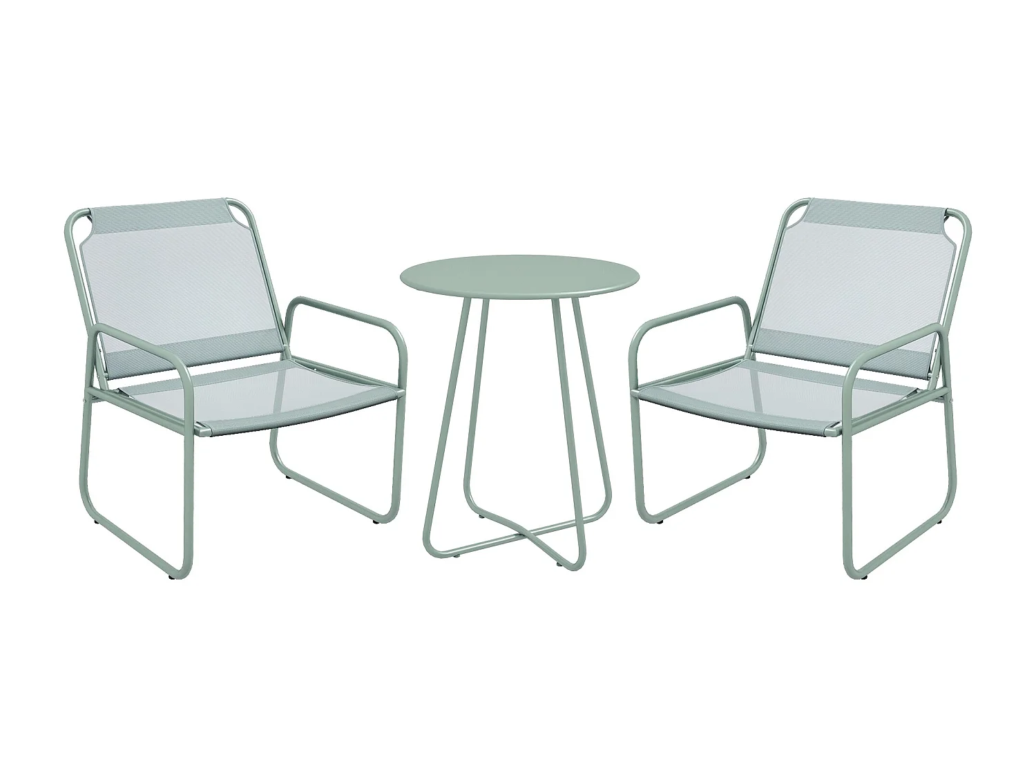 Ensemble salon de jardin 3 pcs 2 fauteuils et table ronde vert