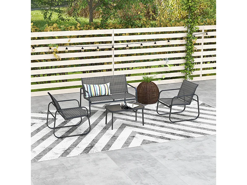 Ensemble salon de jardin 2 fauteuils canapé 2 places table basse