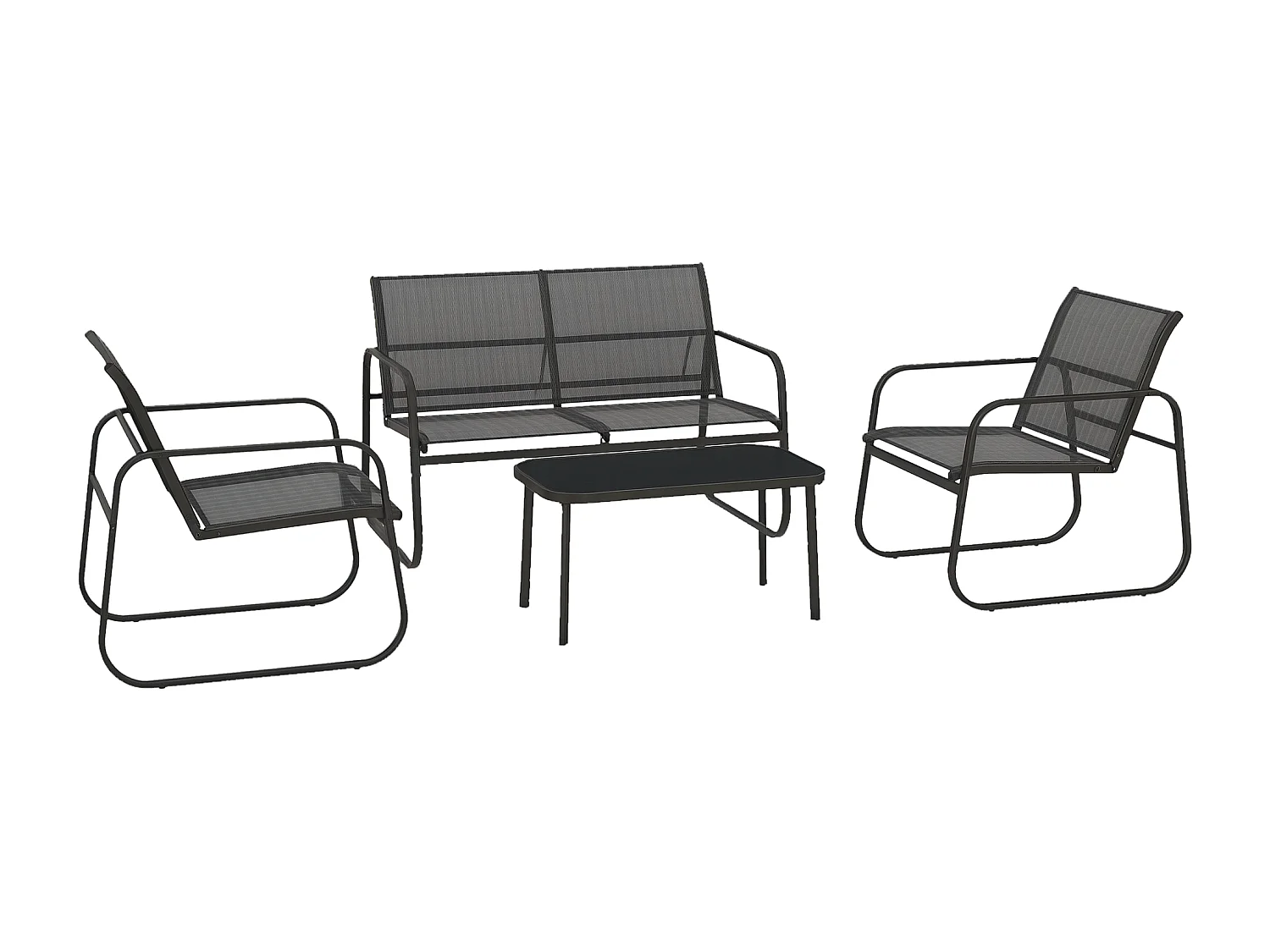 Ensemble salon de jardin 2 fauteuils canapé 2 places table basse