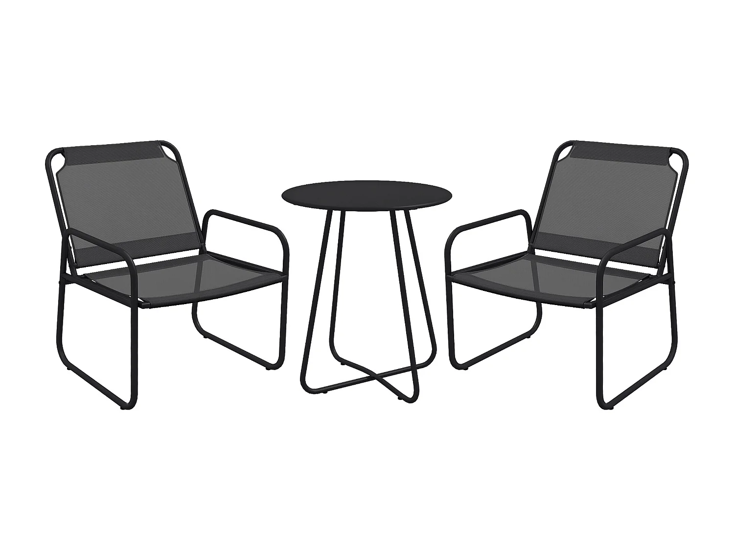 Ensemble salon de jardin 3 pcs 2 fauteuils et table ronde gris