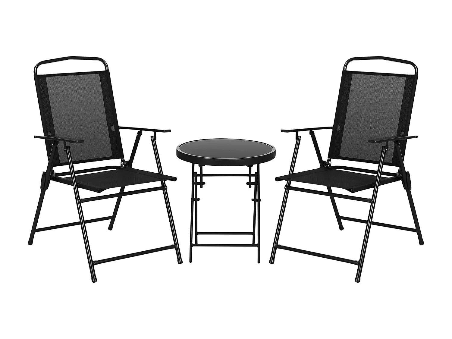 Ensemble bistro de jardin 3 pièces chaises pliables table basse