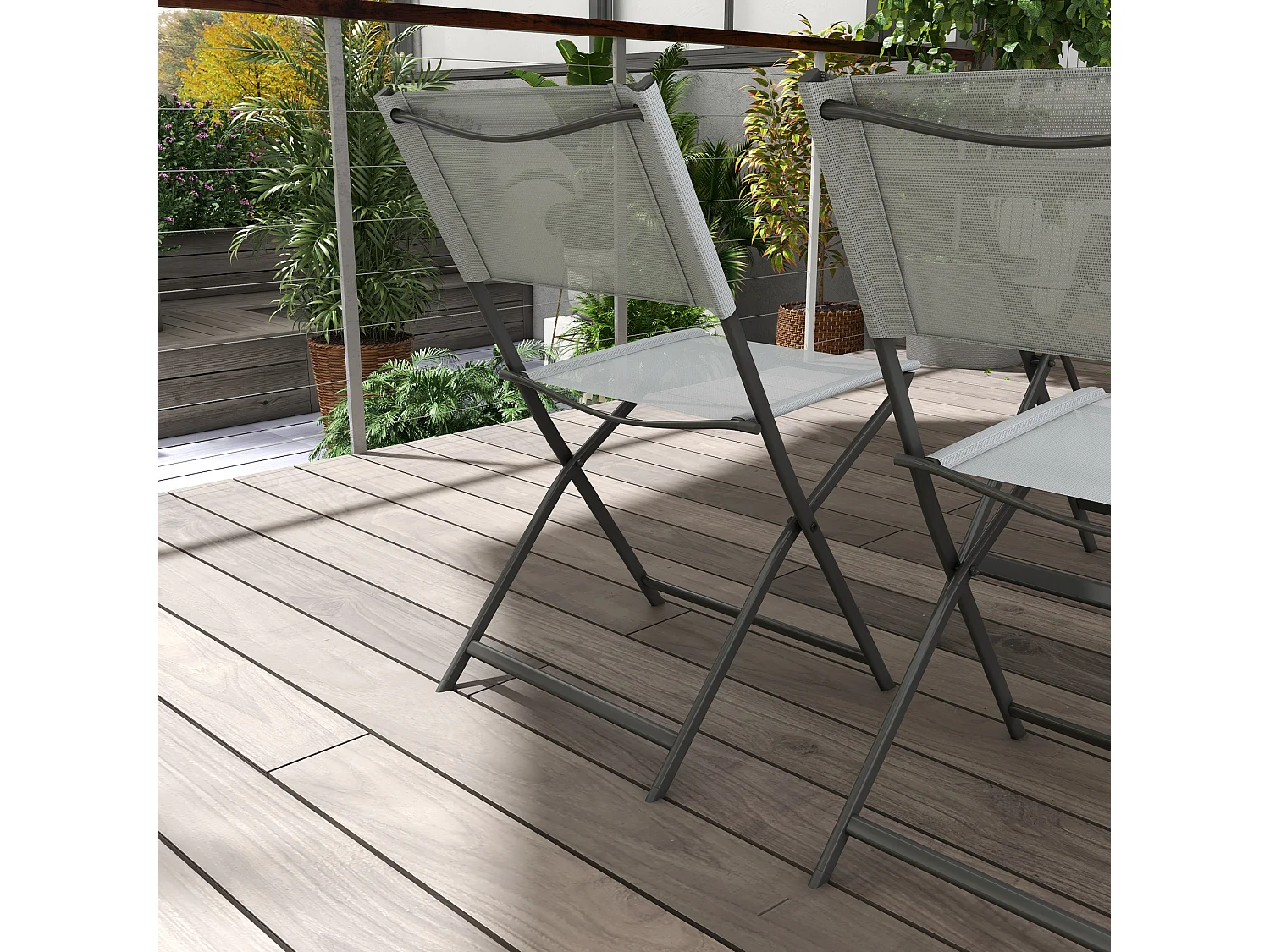 Ensemble salon de jardin 5 pièces pliables 4 chaises et table