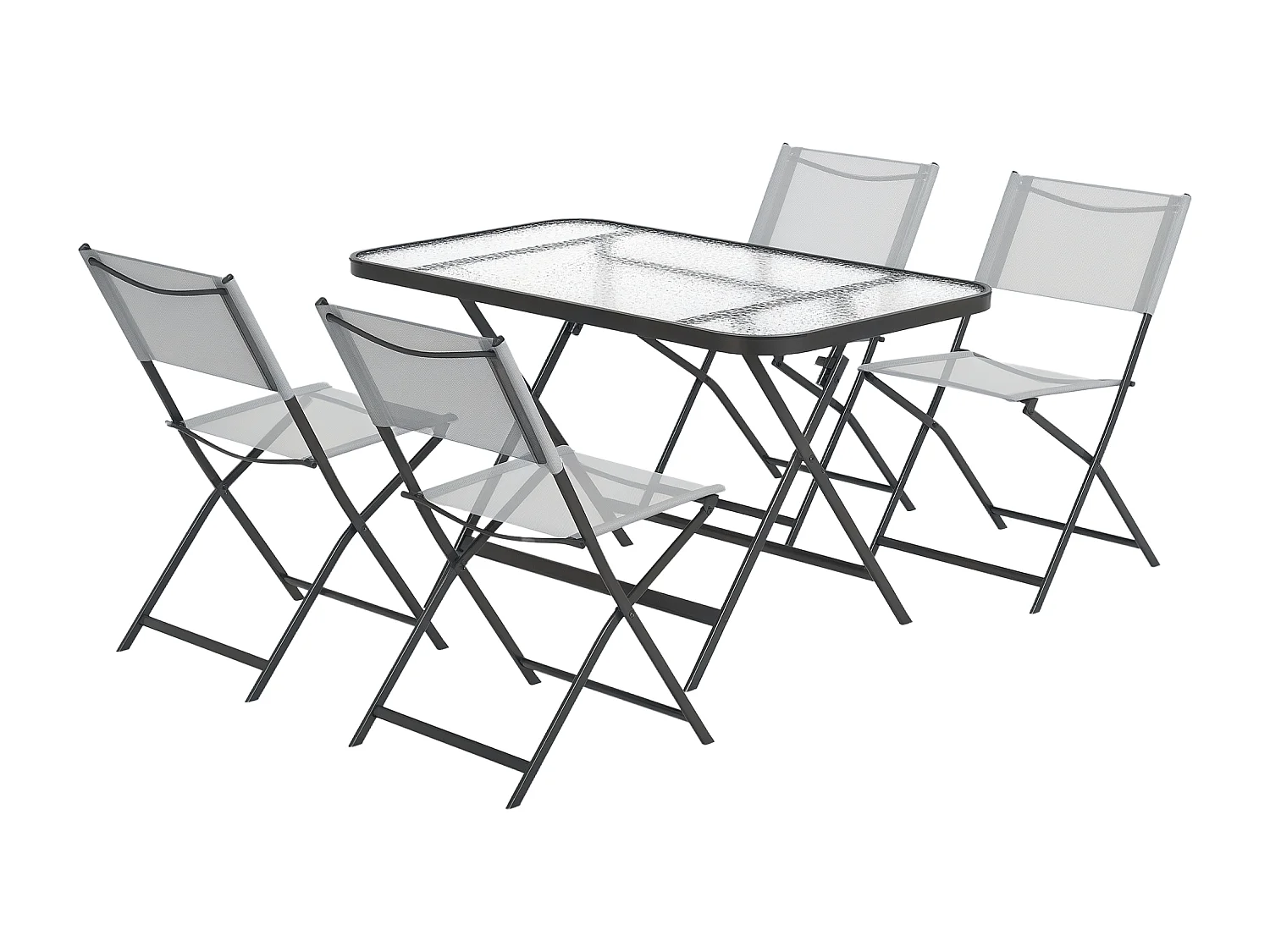 Ensemble salon de jardin 5 pièces pliables 4 chaises et table