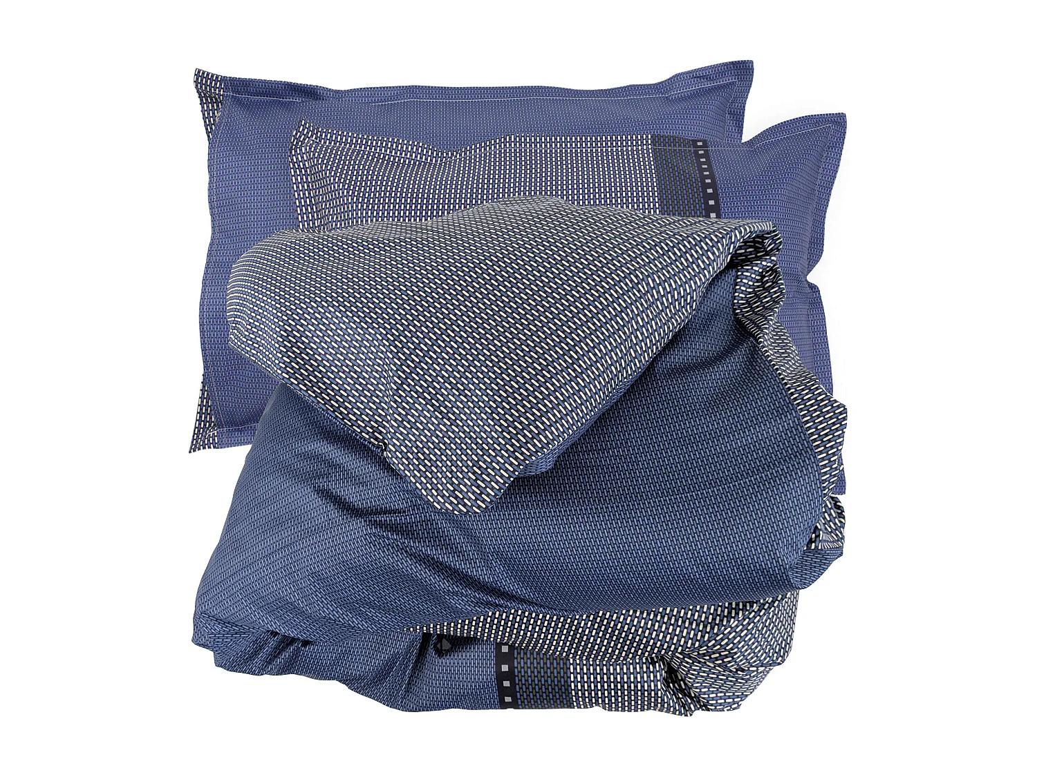 Parure de lit 260x240 cm 50x70 cm en satin de coton ENZO bleu
