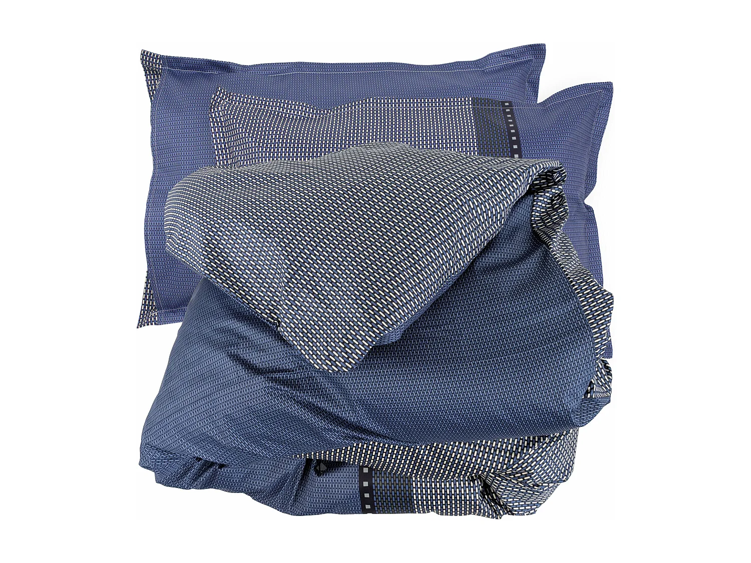 Parure de lit 200x200 cm 50x70 cm en satin de coton ENZO bleu