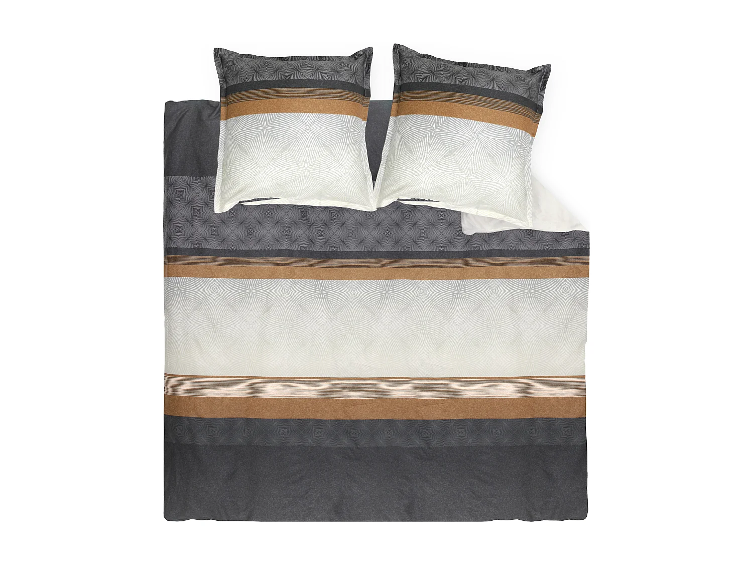 Parure de lit 200x200 cm 50x70 cm en satin de coton TIAGO noir