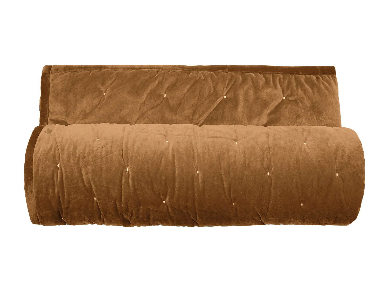 Couvre-lit 240x260 GIPSY velours piquage points brodés marron Camel