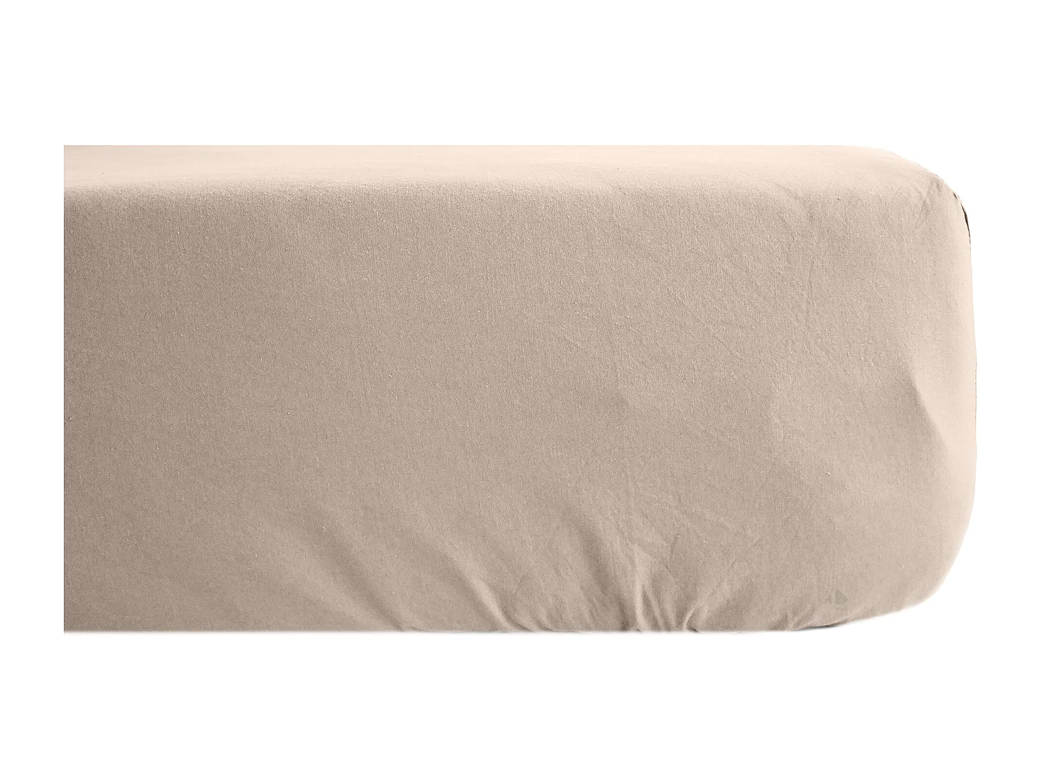 Drap housse uni 160x200 cm bonnet 40 cm percale de coton MANOIR beige Lin