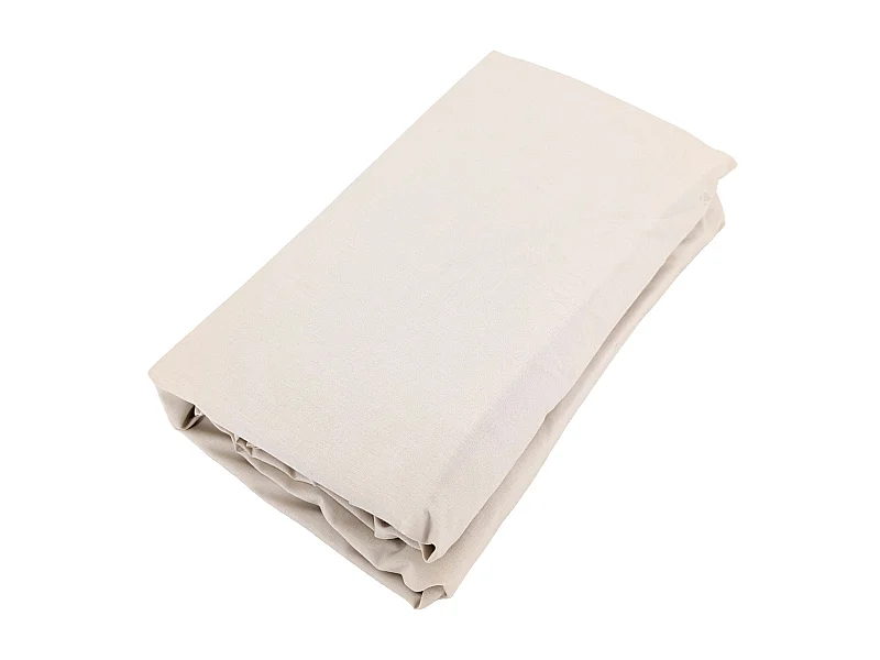 Drap housse uni 160x200 cm bonnet 40 cm percale de coton MANOIR blanc Naturel