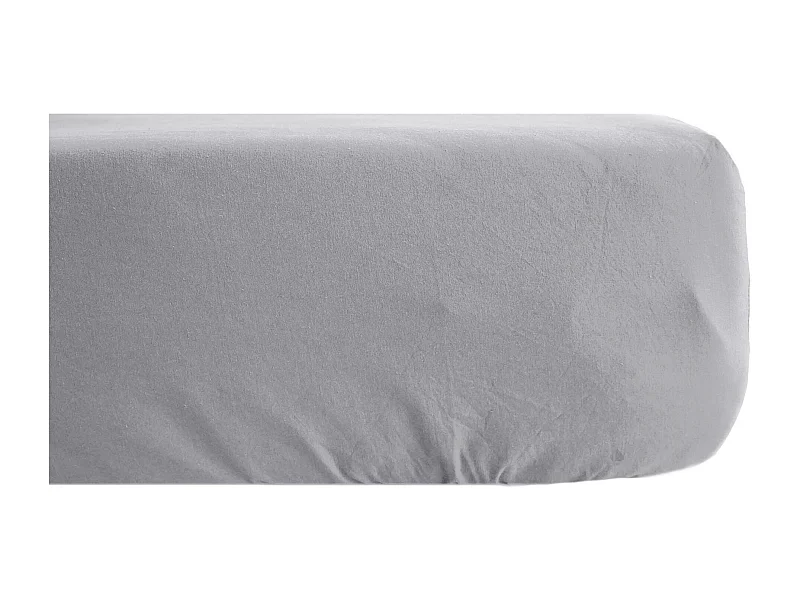 Drap housse uni 180x200 cm percale de coton MANOIR gris Acier bonnet 35