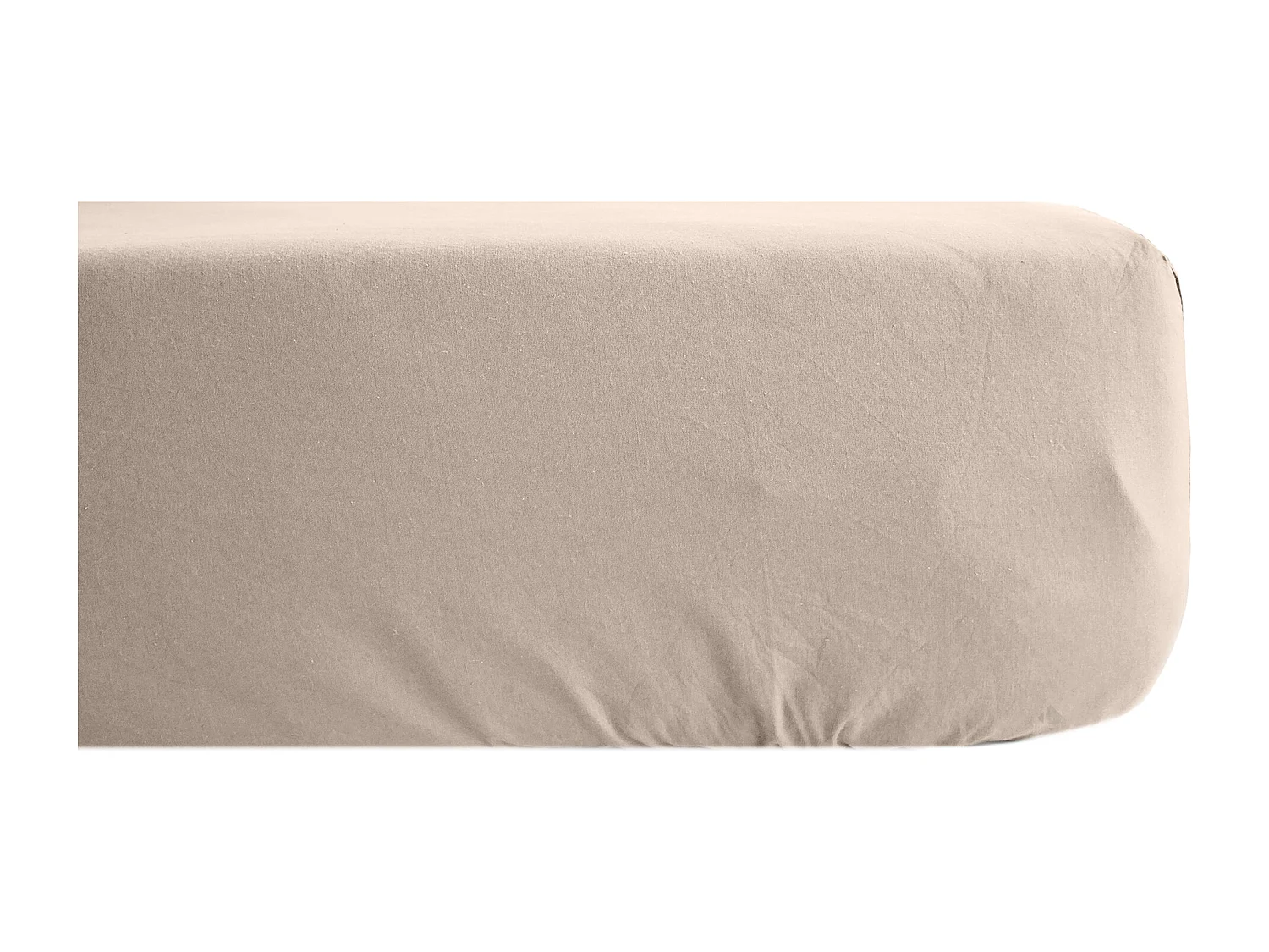 Drap housse uni 180x200 cm percale de coton MANOIR beige Lin bonnet 35