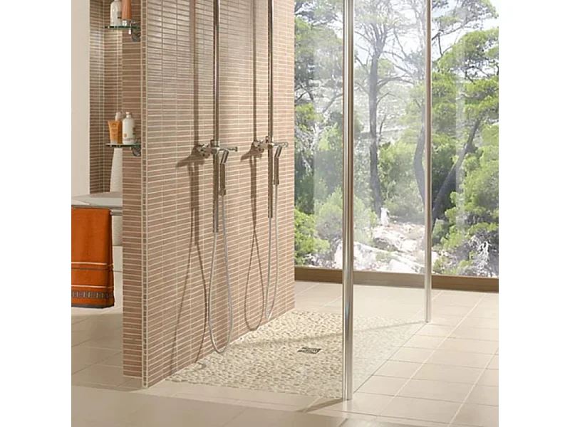 Receveur de douche à carreler 150 x 100 WEDI Fundo Primo écoulement centré + bonde horizontale + kit d'étanchéité + colle 320
