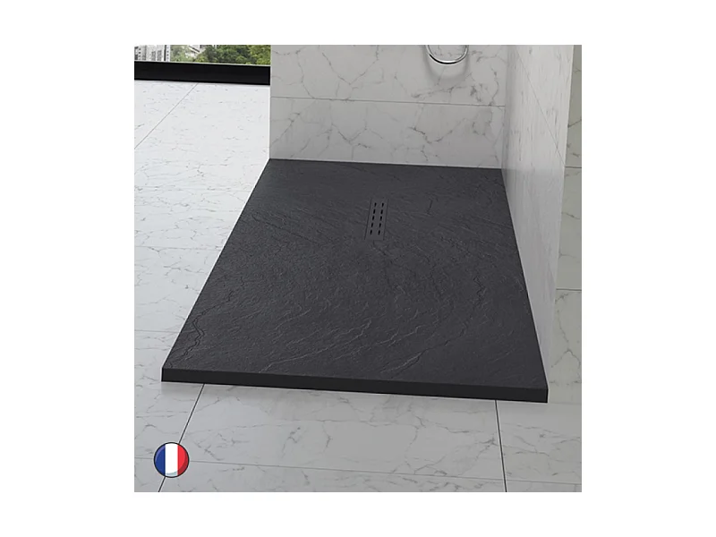 KINEDO Receveur antidérapant 160 x 90 Kinestone biolith rectangle gris anthracite